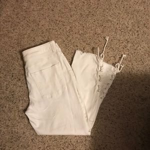 Maurice’s distressed crop lace up jeans